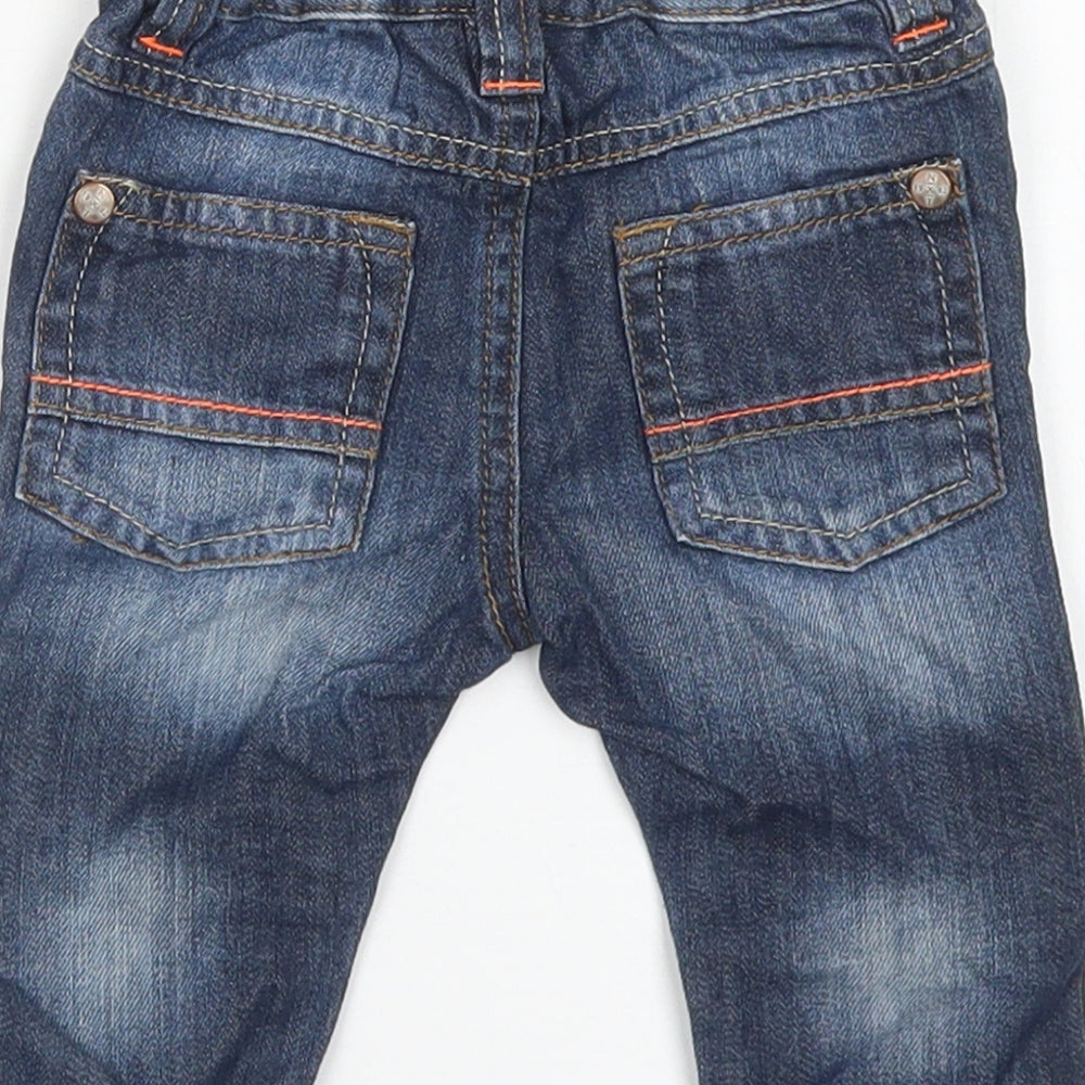 NEXT Boys Blue  Cotton Cargo Jeans Size 3-6 Months  Snap
