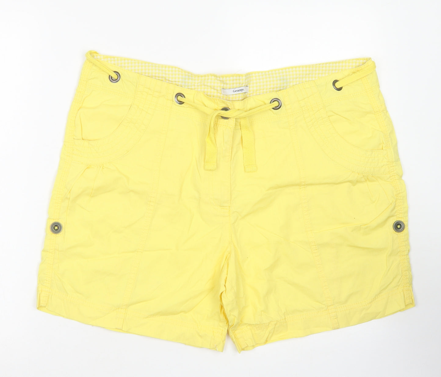 Geroge Womens Yellow  Cotton Cargo Shorts Size 18 L4 in Regular Button