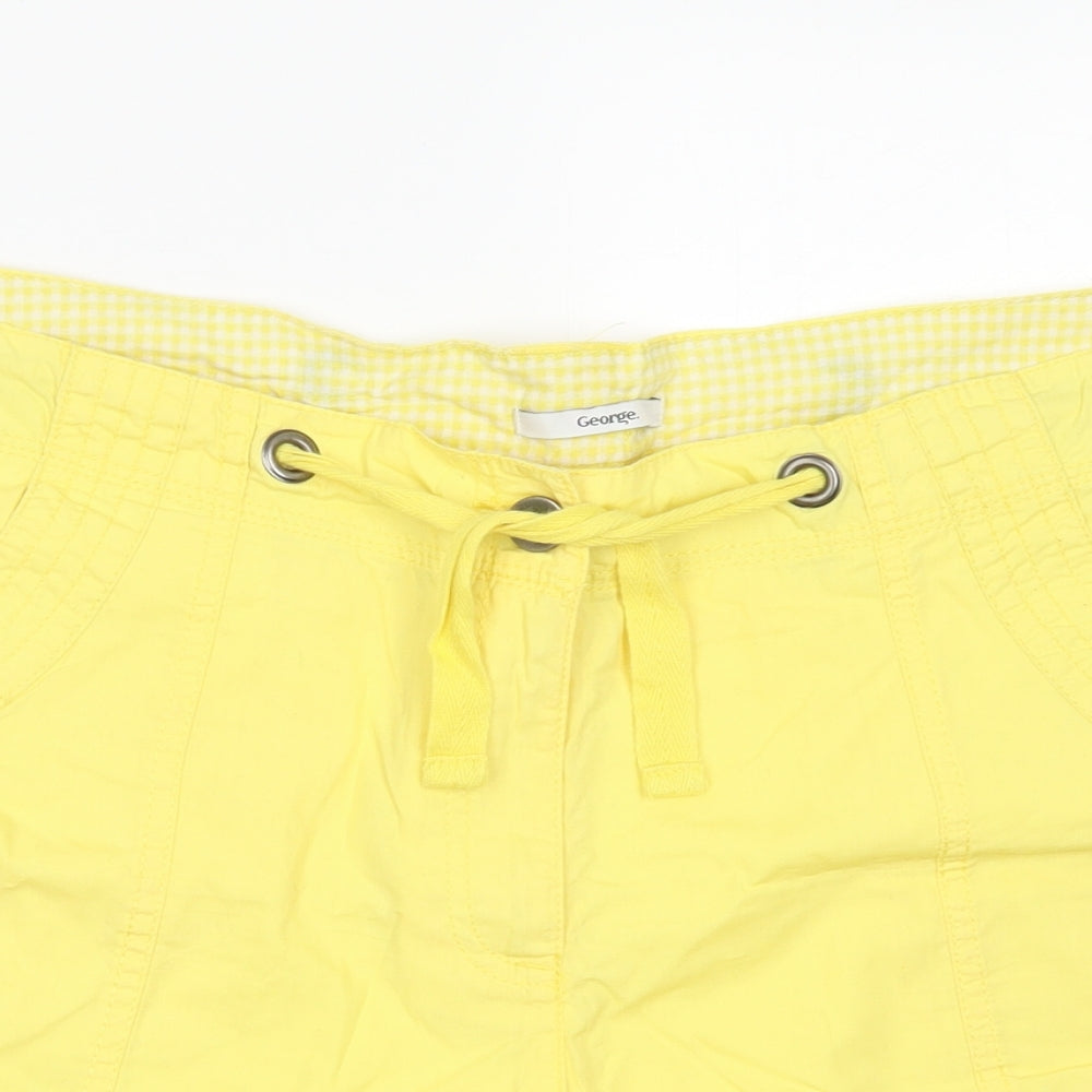 Geroge Womens Yellow  Cotton Cargo Shorts Size 18 L4 in Regular Button
