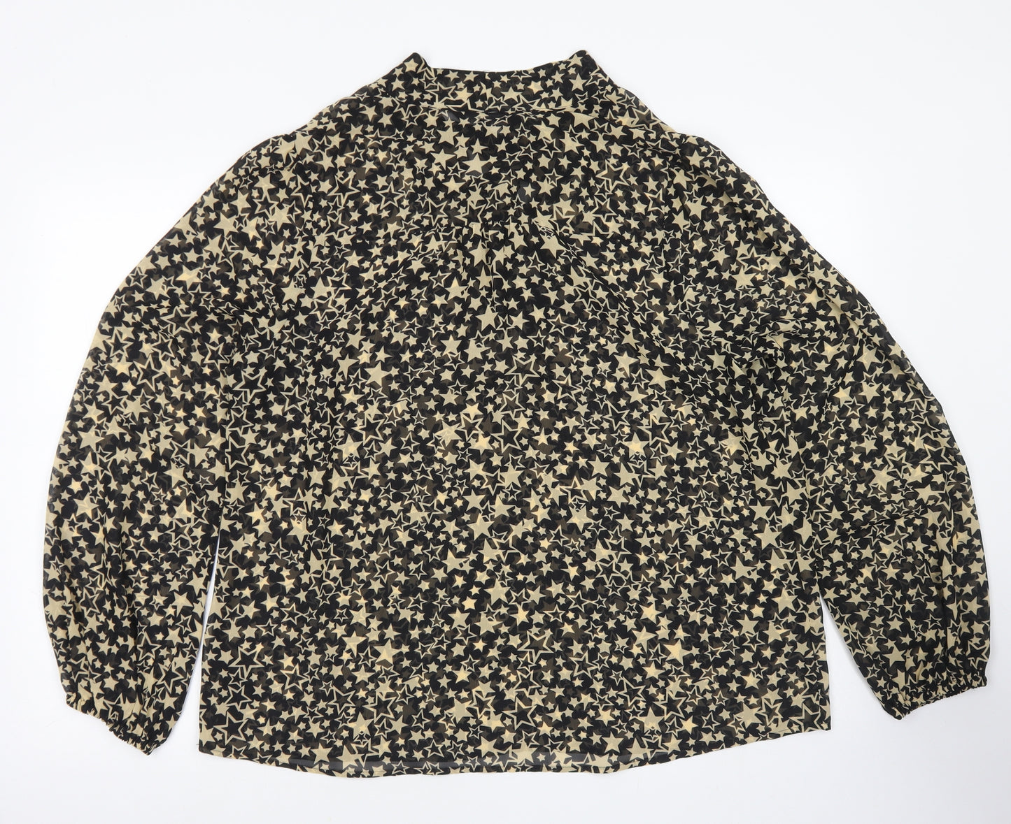 Limited Collection Womens Black Polka Dot Polyester Basic Blouse Size 18 Round Neck - Puff sleeve