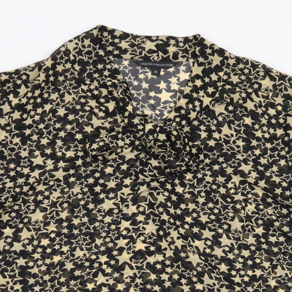 Limited Collection Womens Black Polka Dot Polyester Basic Blouse Size 18 Round Neck - Puff sleeve