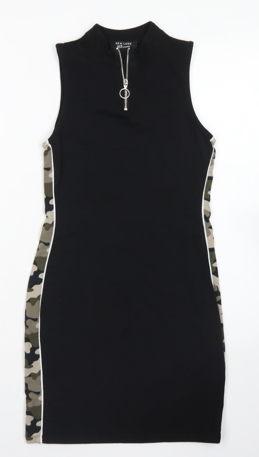 915 Generation Girls Black Camouflage Cotton Pencil Dress  Size 10-11 Years  Mock Neck