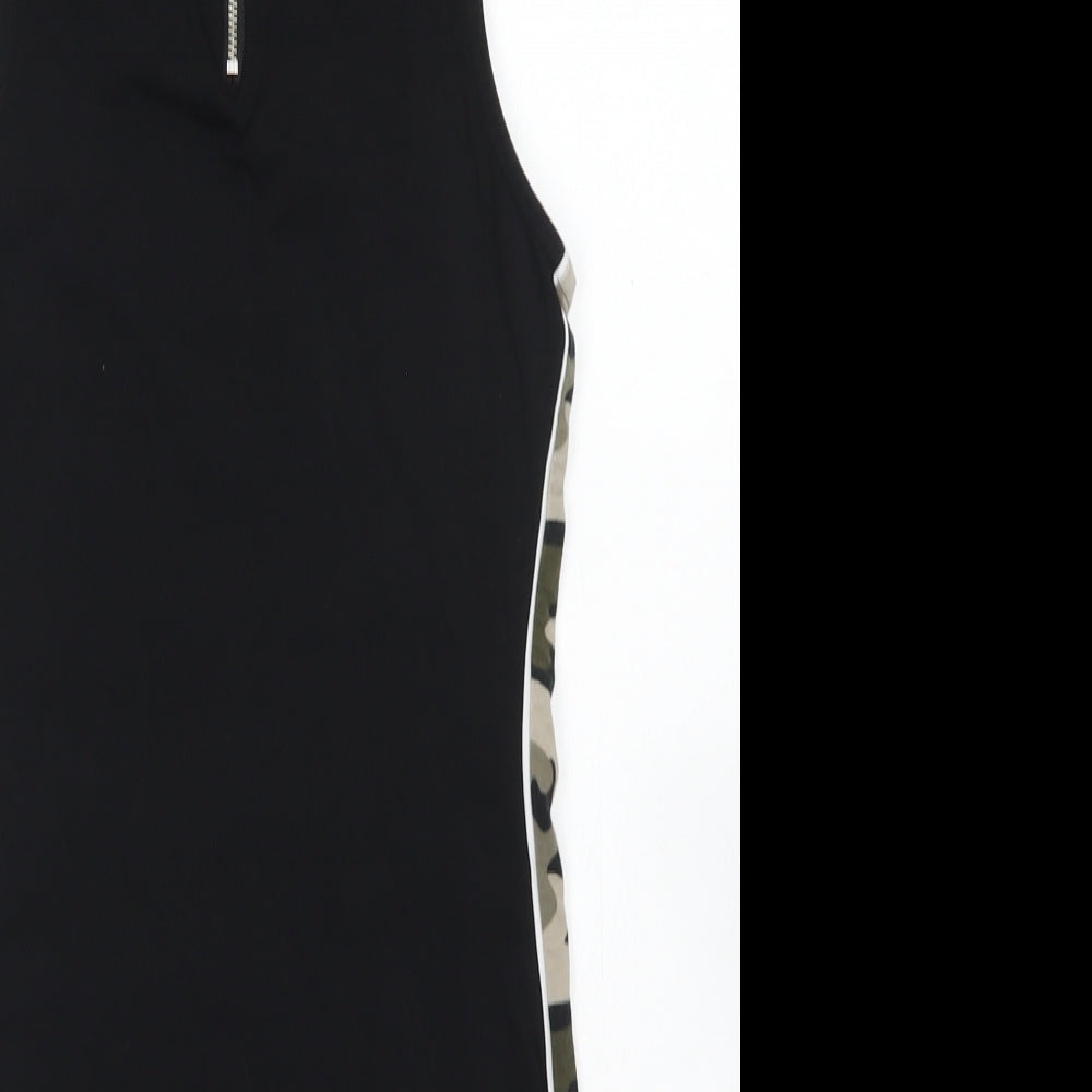 915 Generation Girls Black Camouflage Cotton Pencil Dress  Size 10-11 Years  Mock Neck