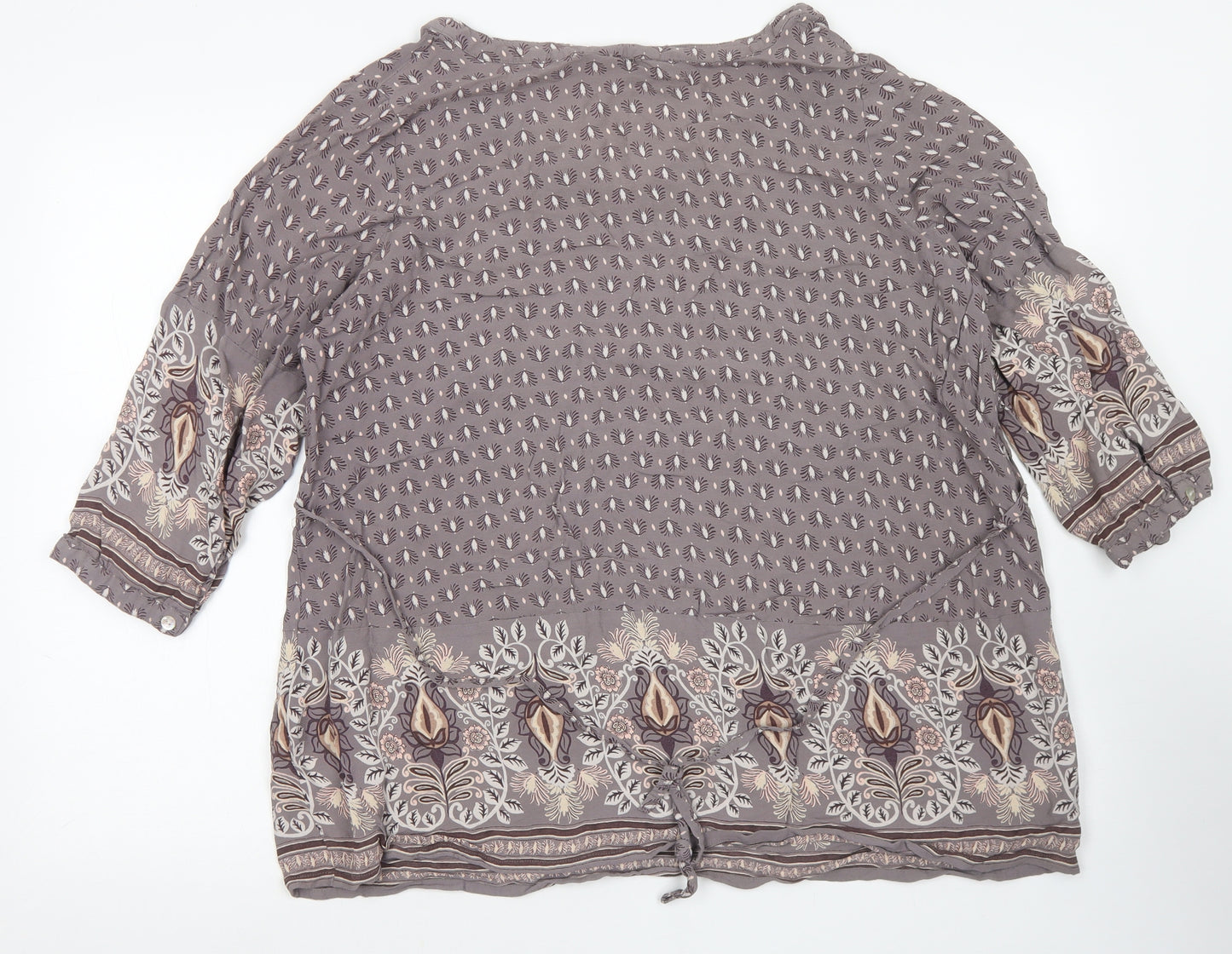 Glamorosa Womens Brown Paisley Viscose Basic Blouse Size 28 V-Neck