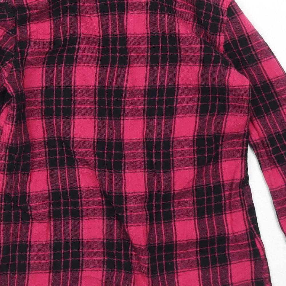 Young Dimension Girls Pink Plaid Cotton Basic Button-Up Size 6-7 Years Collared Button