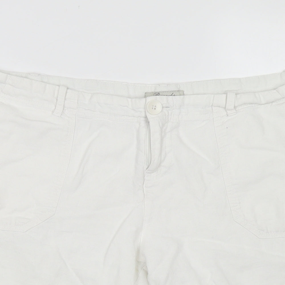 Peacocks Womens White  Linen Cargo Shorts Size 12 L6 in Regular Button