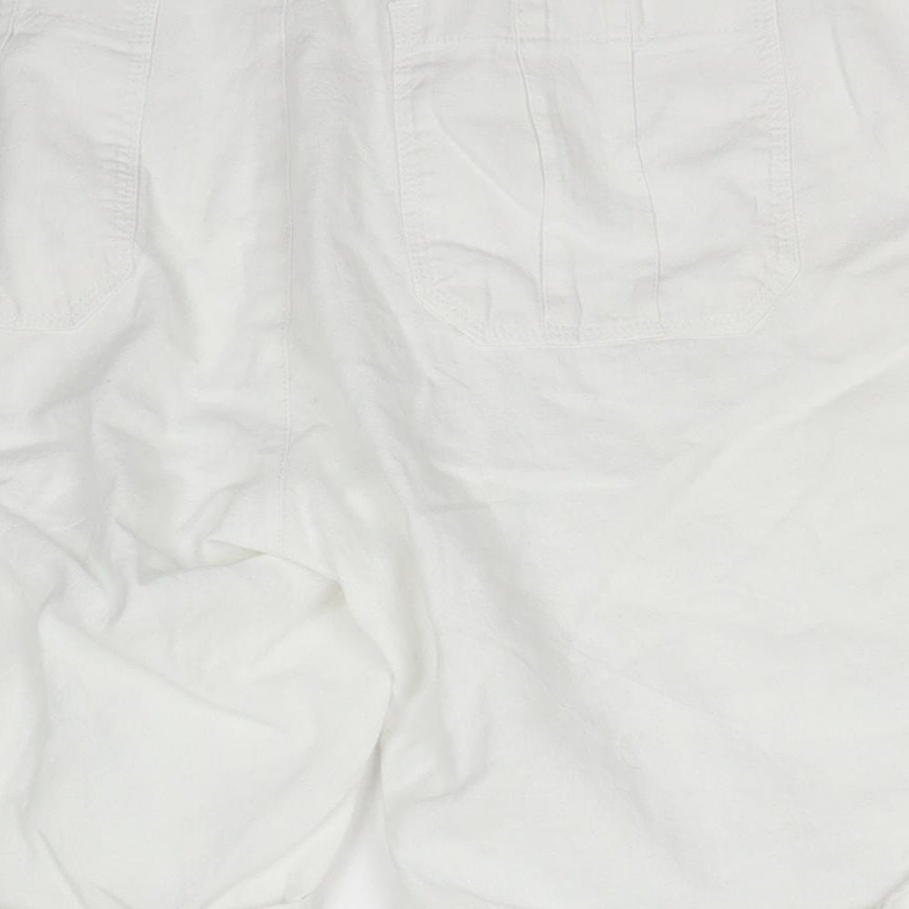 Peacocks Womens White  Linen Cargo Shorts Size 12 L6 in Regular Button
