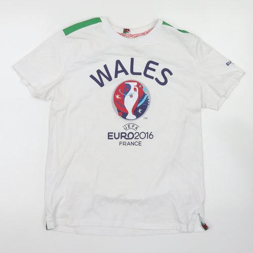 Uefa Euro 2016 Boys White  Cotton Basic Button-Up Size 13 Years Crew Neck  - Wales