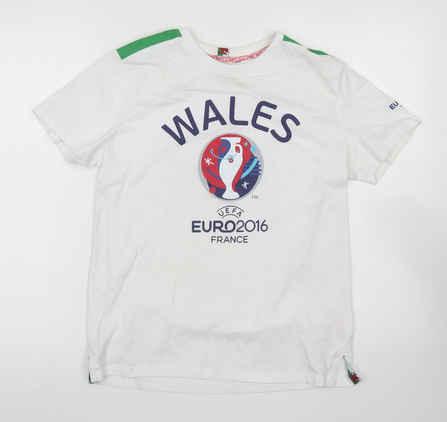 Uefa Euro 2016 Boys White  Cotton Basic Button-Up Size 13 Years Crew Neck  - Wales