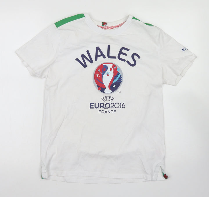 Uefa Euro 2016 Boys White  Cotton Basic Button-Up Size 13 Years Crew Neck  - Wales