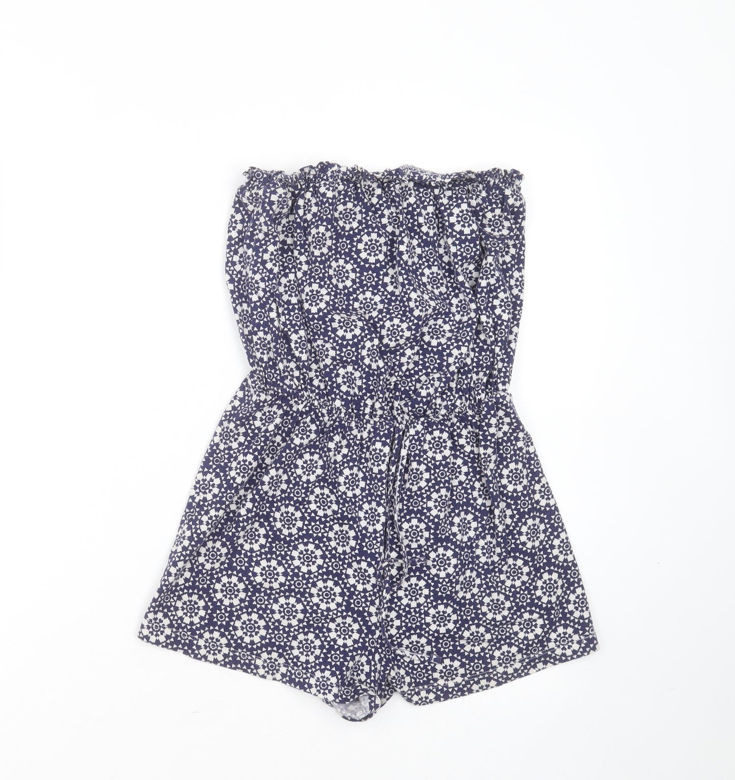 Matalan Womens Blue Geometric Cotton Playsuit One-Piece Size L