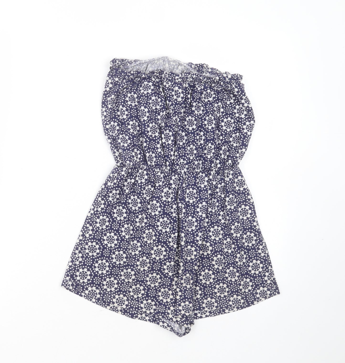 Matalan Womens Blue Geometric Cotton Playsuit One-Piece Size L