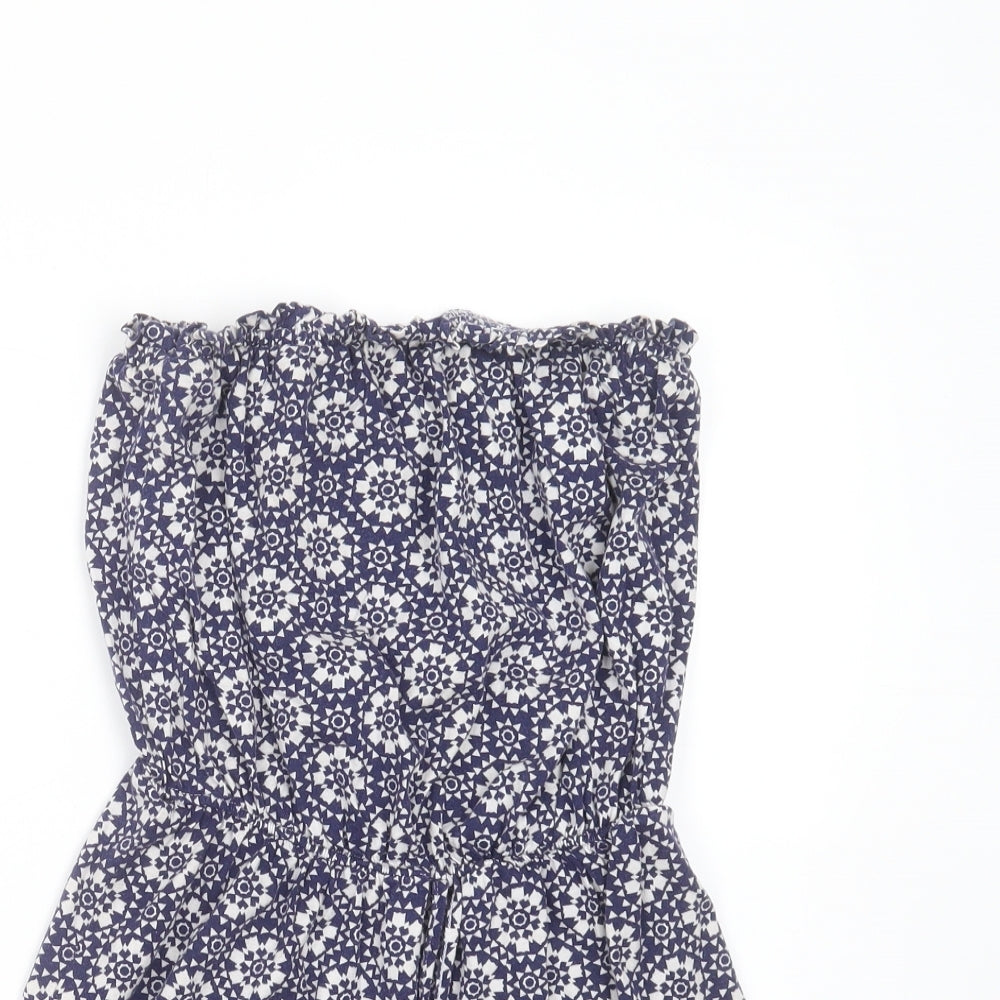 Matalan Womens Blue Geometric Cotton Playsuit One-Piece Size L