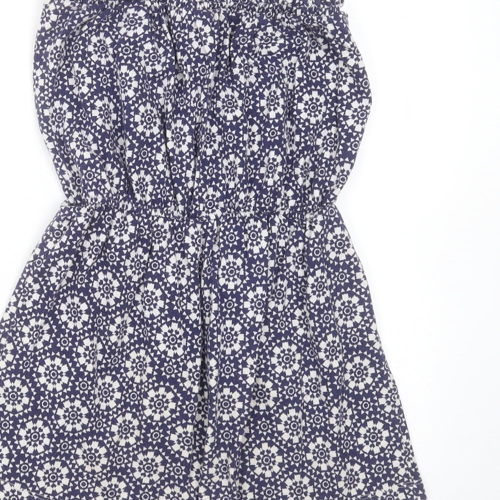 Matalan Womens Blue Geometric Cotton Playsuit One-Piece Size L