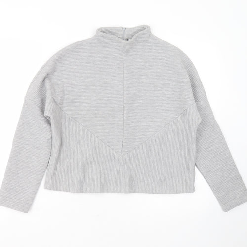 SOULUXE Womens Grey Striped Polyester Pullover Sweatshirt Size M