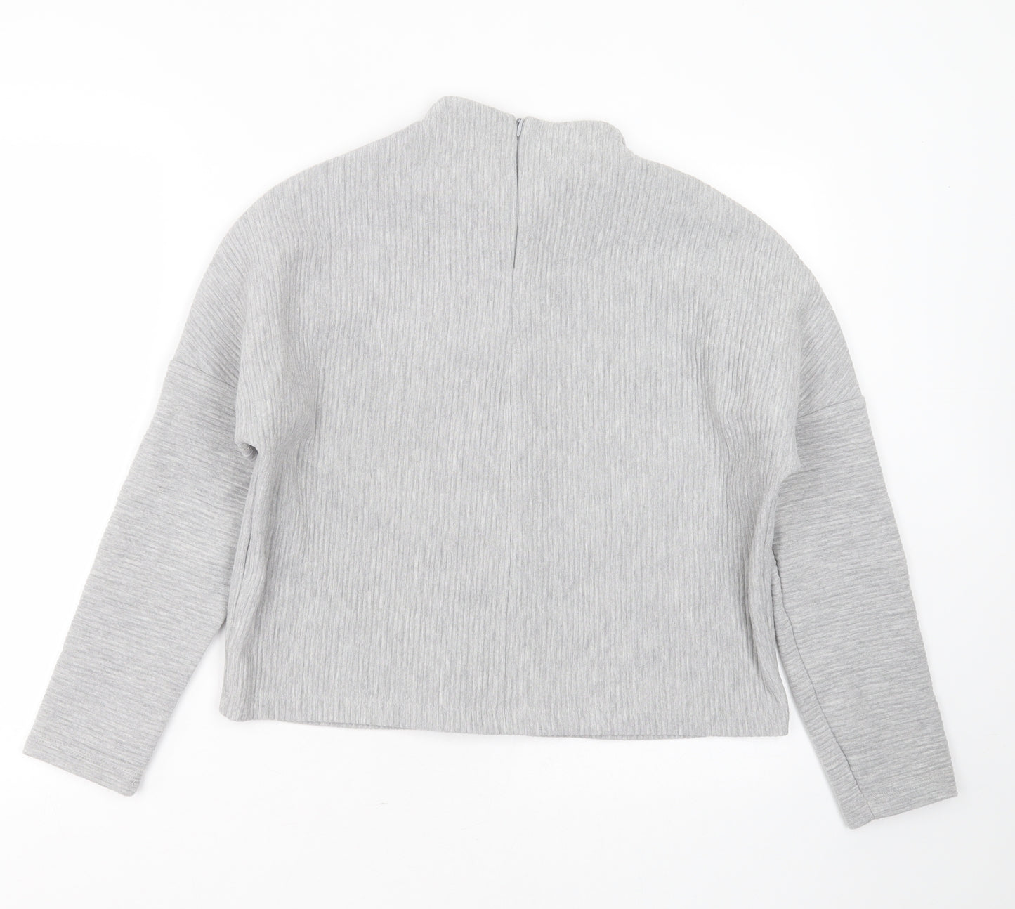 SOULUXE Womens Grey Striped Polyester Pullover Sweatshirt Size M