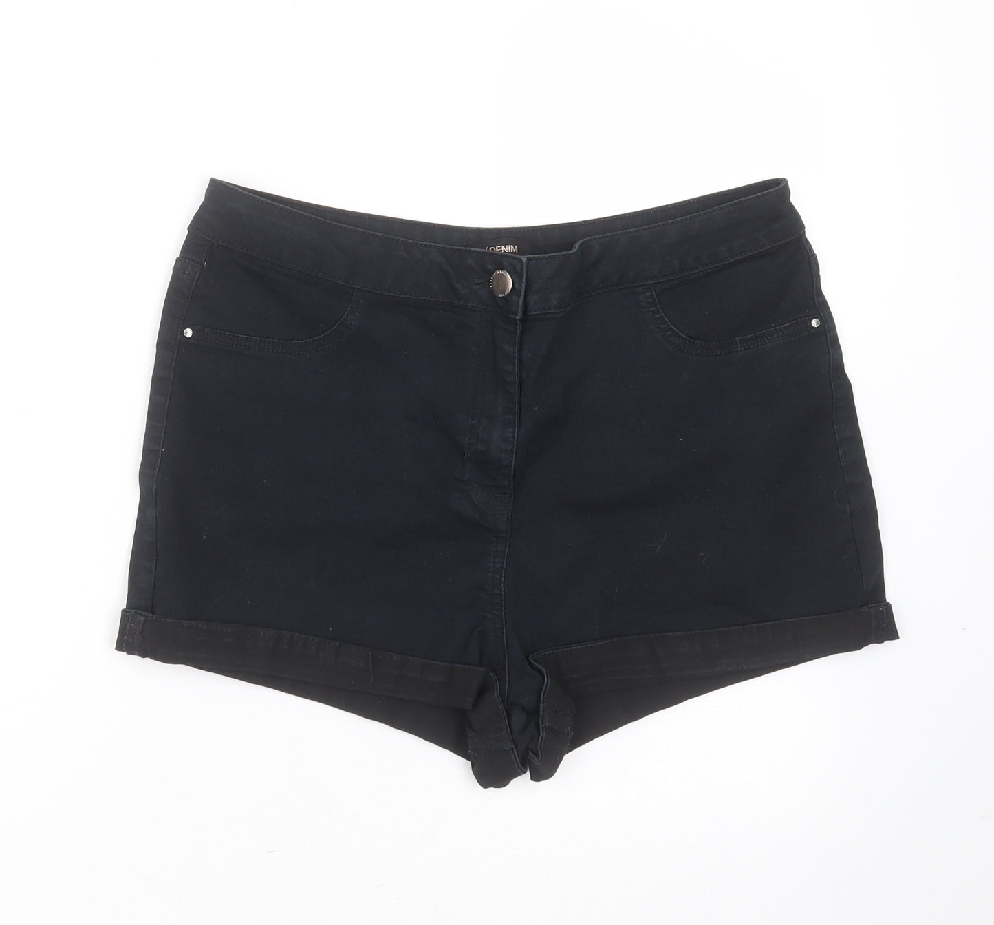 Matalan Womens Black  Cotton Hot Pants Shorts Size 14  Regular