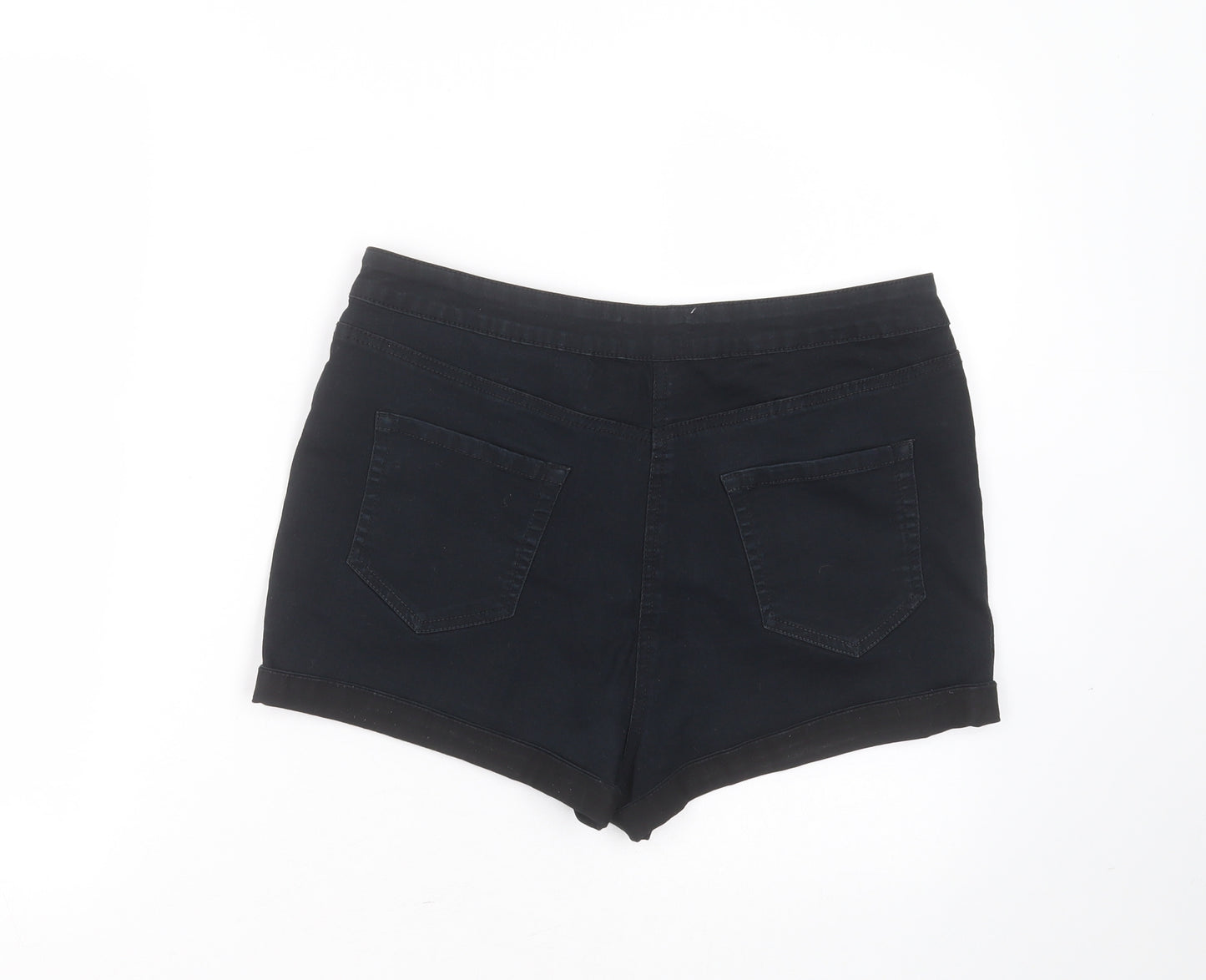 Matalan Womens Black  Cotton Hot Pants Shorts Size 14  Regular