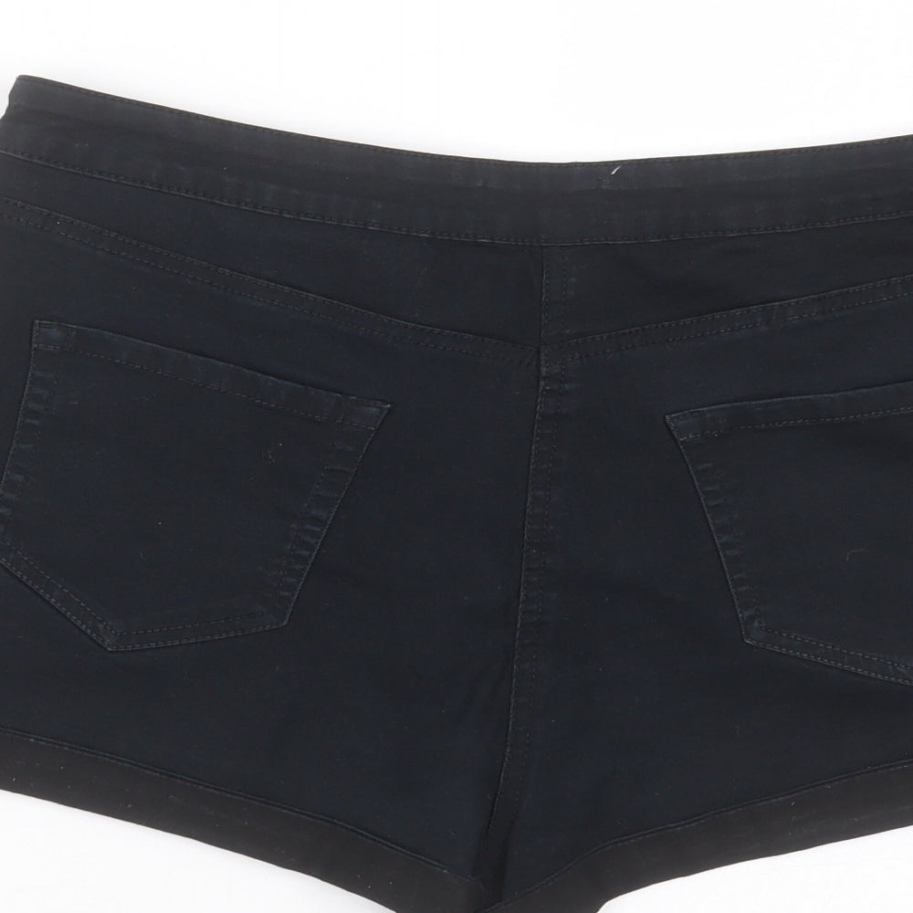 Matalan Womens Black  Cotton Hot Pants Shorts Size 14  Regular