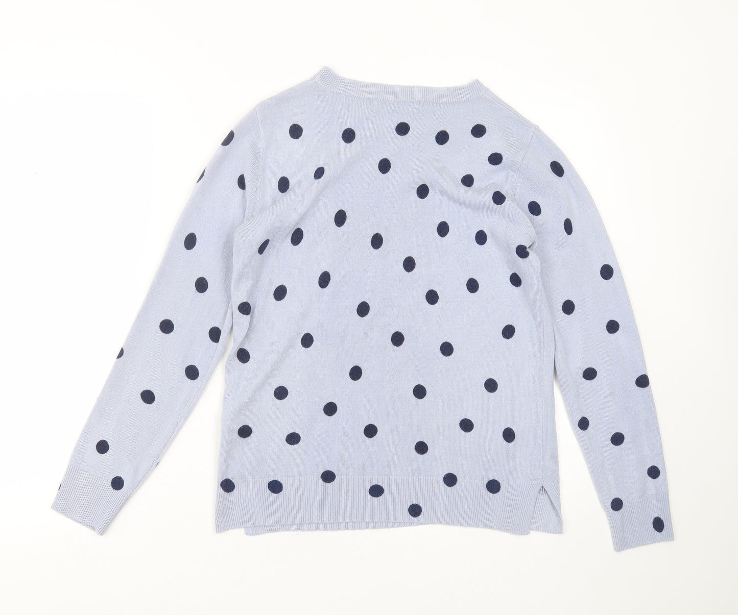 Marks and Spencer Womens Blue Round Neck Polka Dot Acrylic Pullover Jumper Size 10