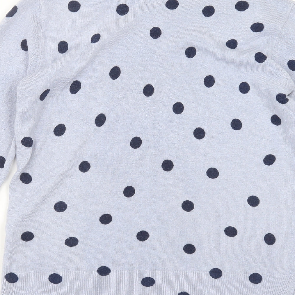 Marks and Spencer Womens Blue Round Neck Polka Dot Acrylic Pullover Jumper Size 10