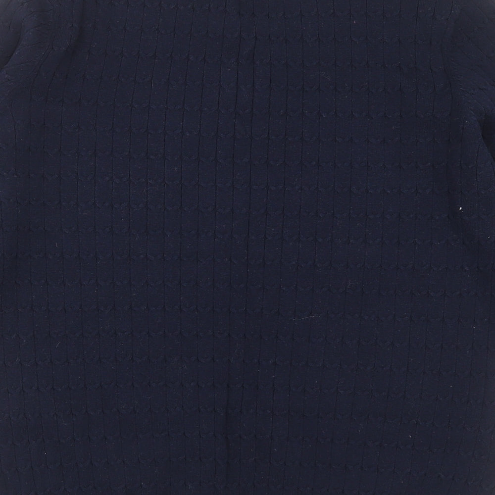 Laura Ashley Womens Blue V-Neck Striped Cotton Pullover Jumper Size 14