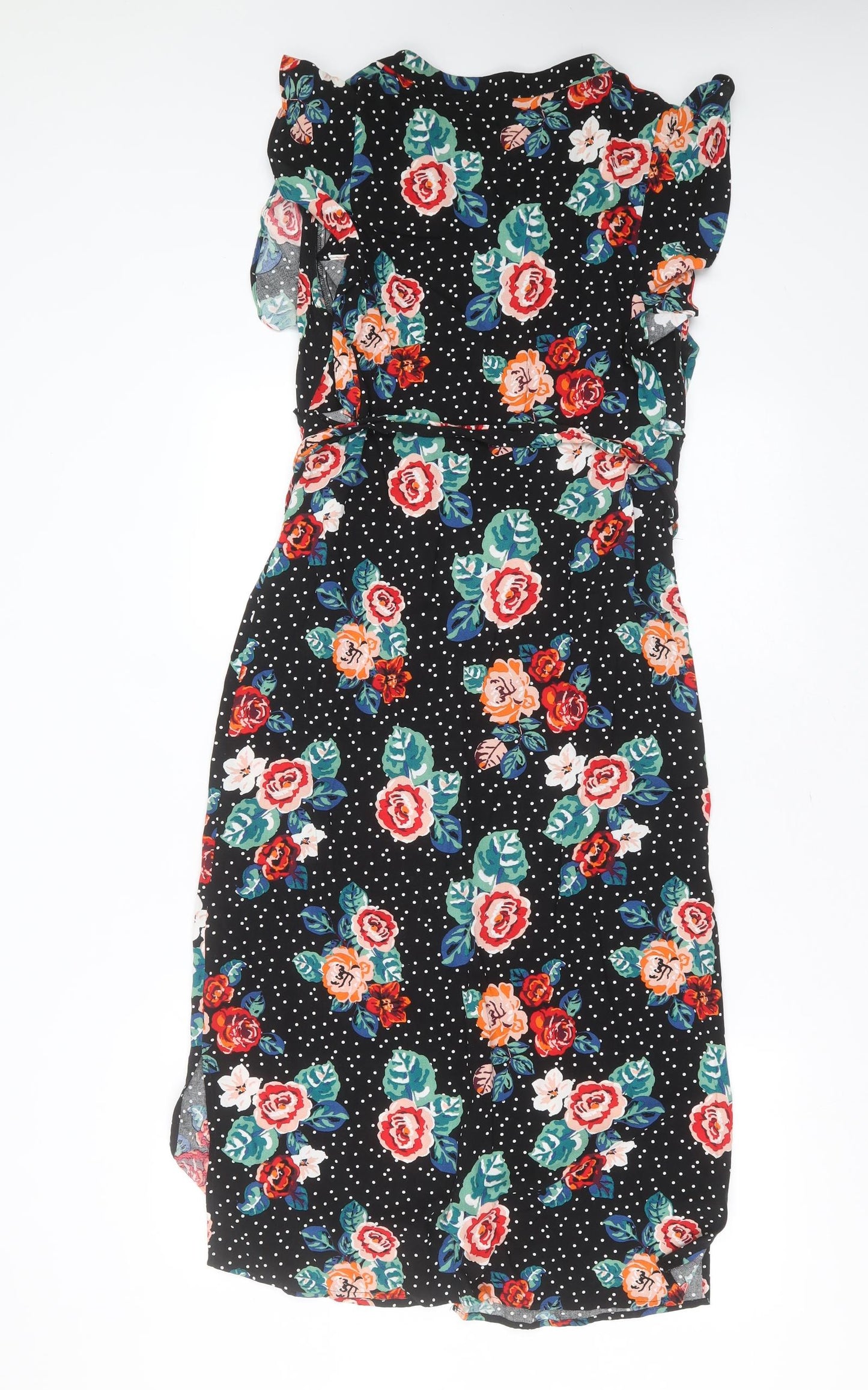 Papaya Womens Black Floral Viscose Maxi  Size 10  Round Neck