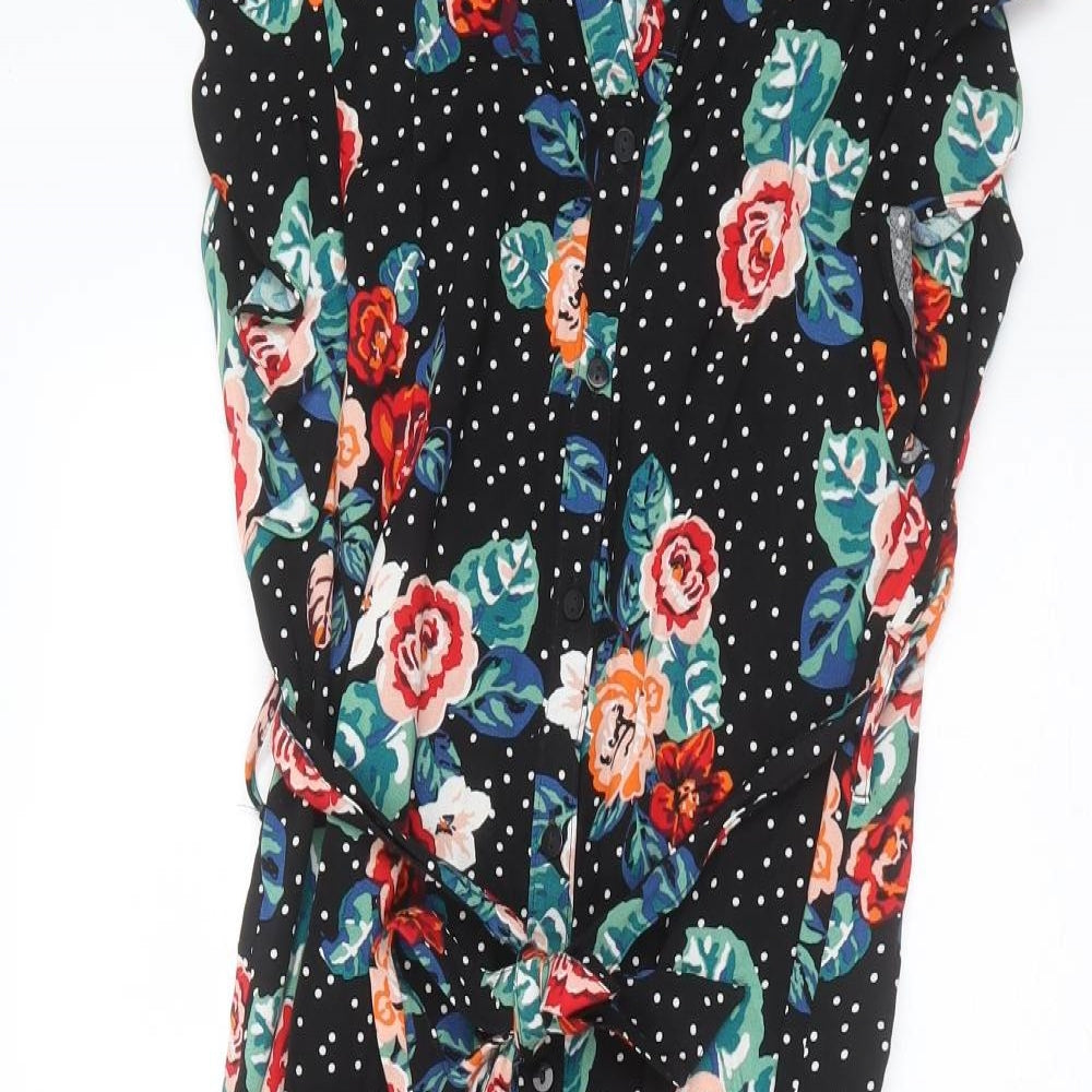 Papaya Womens Black Floral Viscose Maxi  Size 10  Round Neck