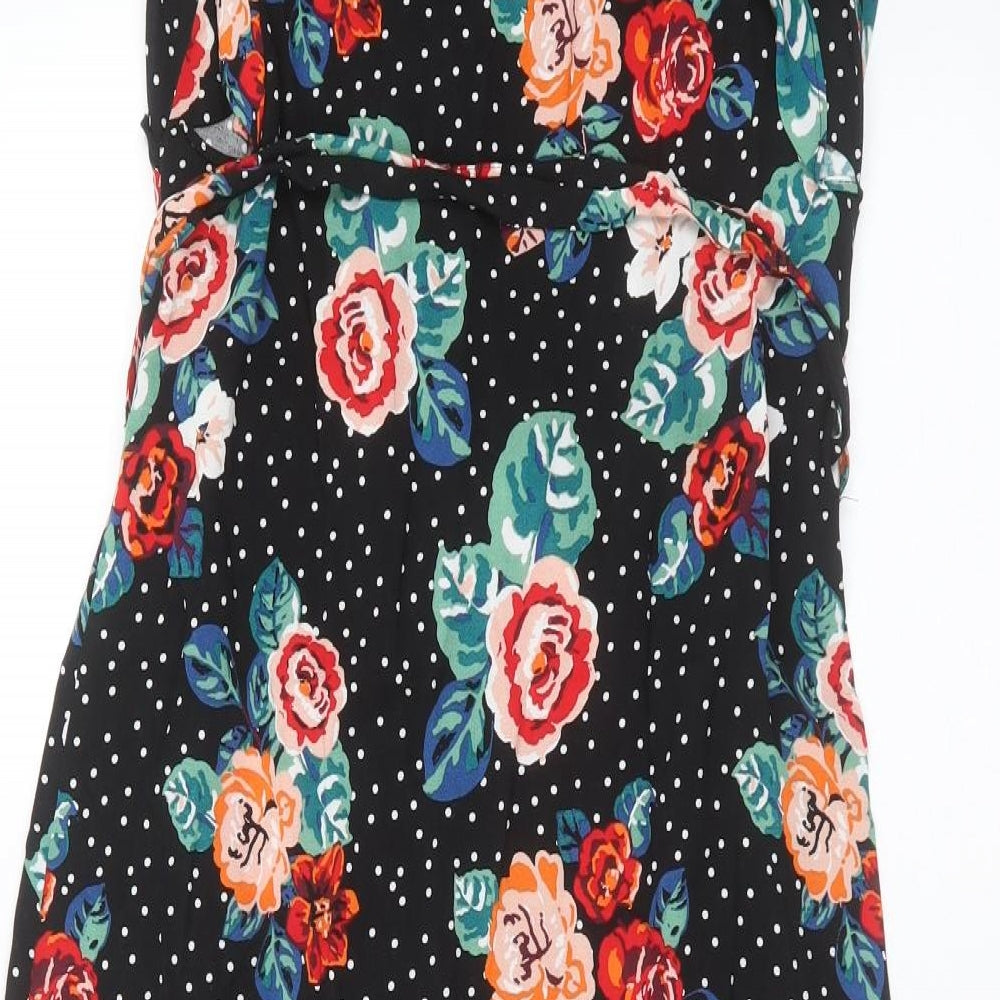 Papaya Womens Black Floral Viscose Maxi  Size 10  Round Neck