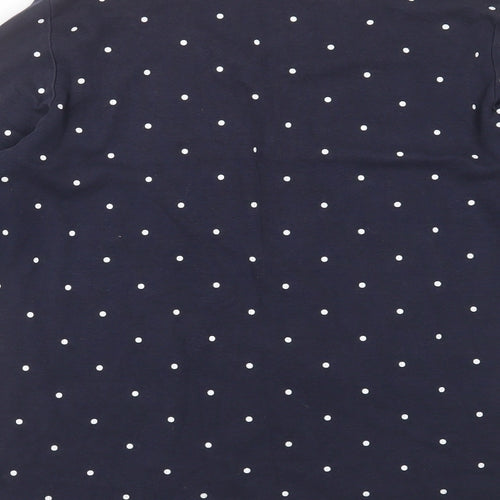 EWM Womens Blue Polka Dot Cotton Basic T-Shirt Size M Round Neck