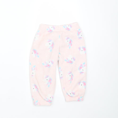Dream Big Girls Pink Solid Polyester  Pyjama Pants Size 2-3 Years   - unicorn print