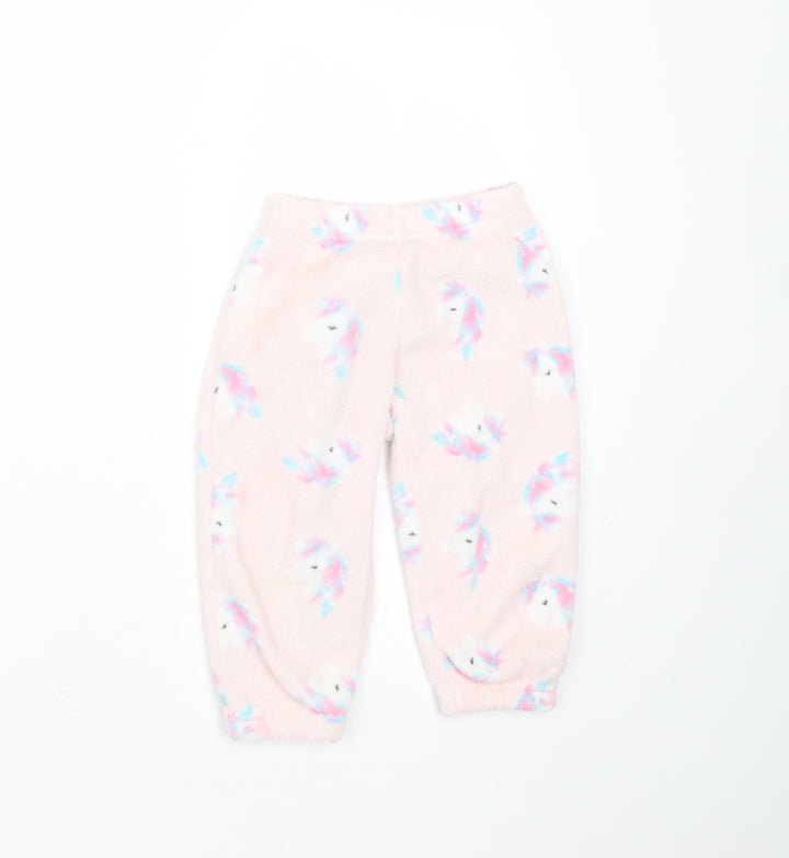 Dream Big Girls Pink Solid Polyester  Pyjama Pants Size 2-3 Years   - unicorn print