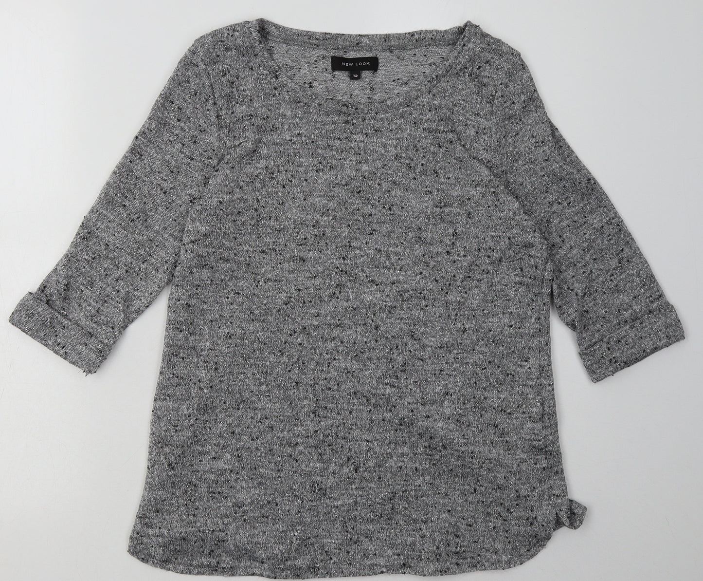 New Look Womens Grey Geometric Polyester Pullover Sweatshirt Size 12  Pullover