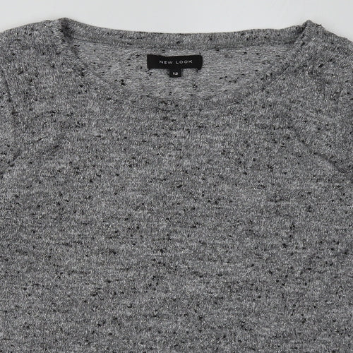 New Look Womens Grey Geometric Polyester Pullover Sweatshirt Size 12  Pullover