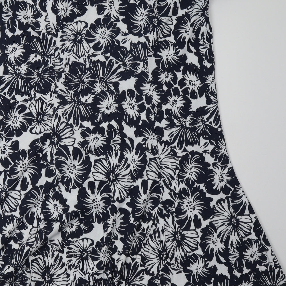 tigi Womens Blue Floral Cotton A-Line  Size 18  Square Neck Pullover