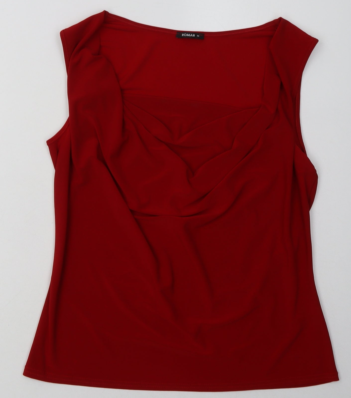 Roma Womens Red  Polyester Basic Tank Size 14 Square Neck