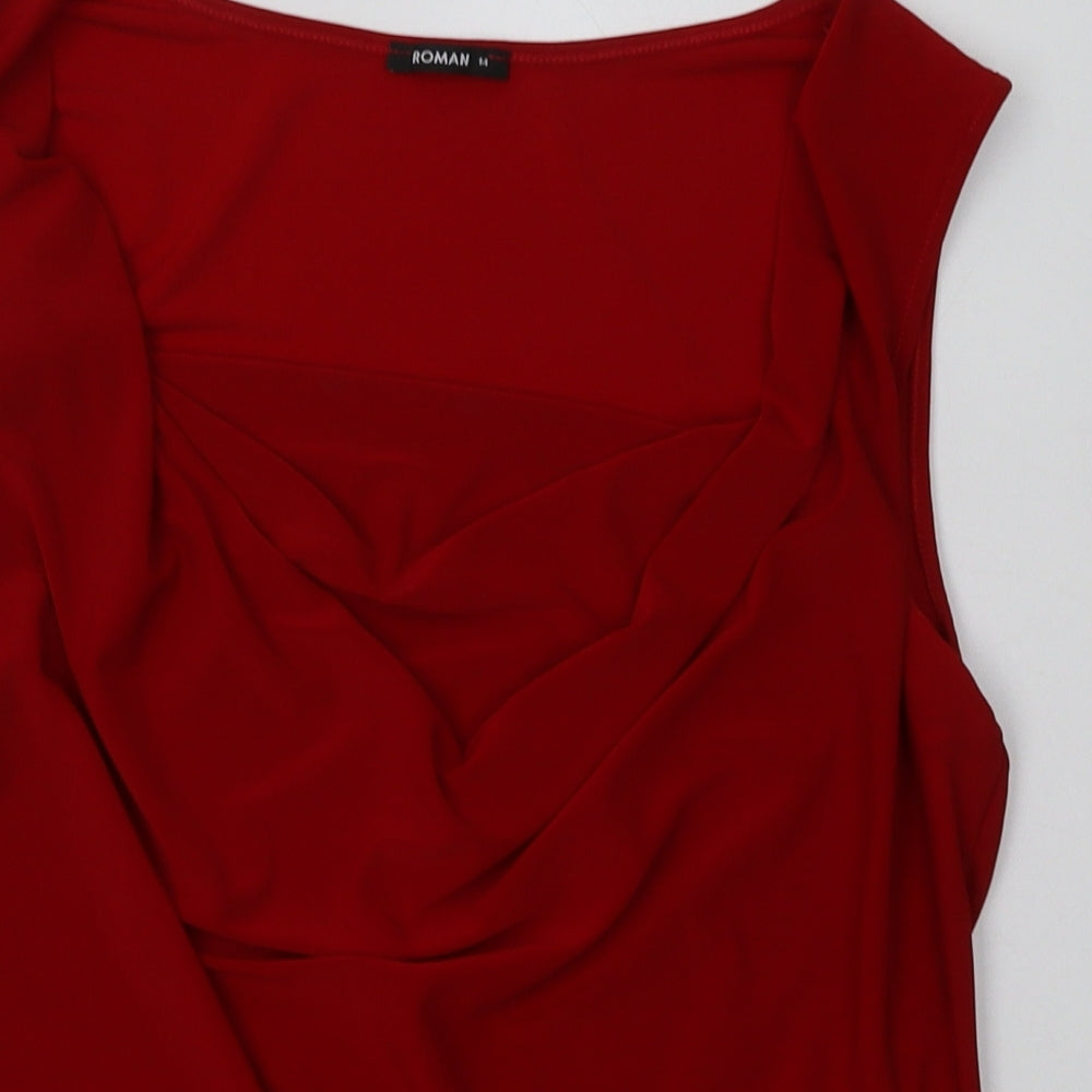Roma Womens Red  Polyester Basic Tank Size 14 Square Neck