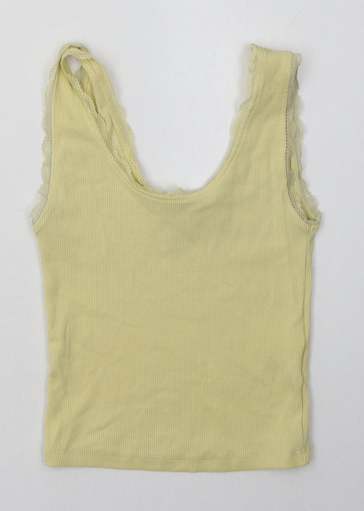 New Look Girls Yellow  Coir Basic Tank Size 10-11 Years Scoop Neck Pullover