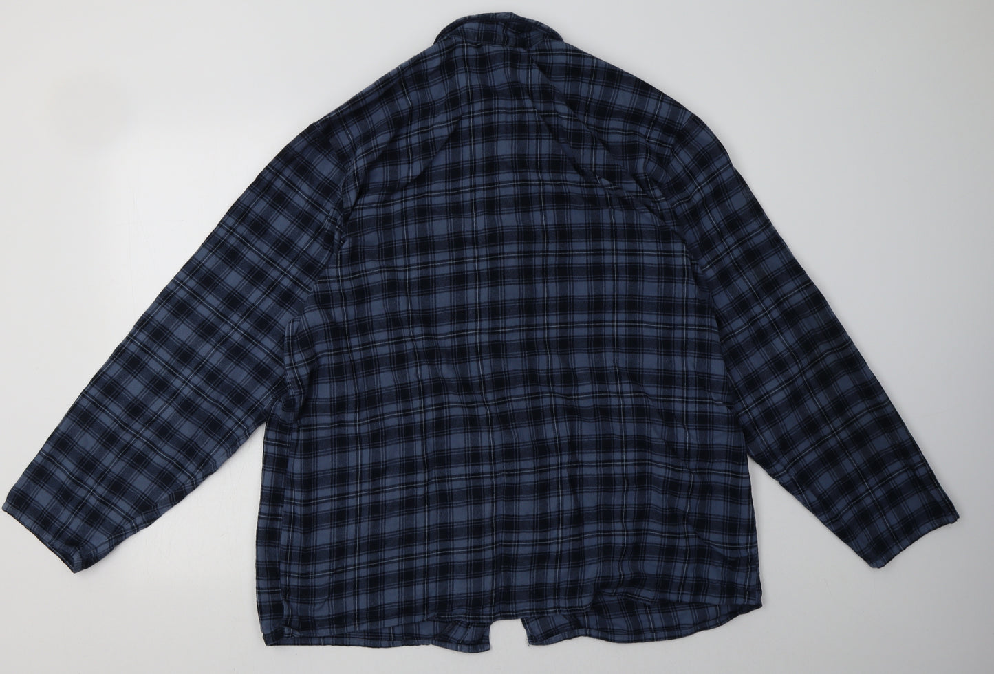 Marks and Spencer Mens Blue Check Cotton  Pyjama Top Size XL  Button