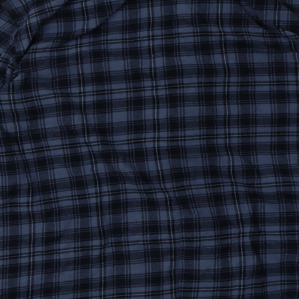 Marks and Spencer Mens Blue Check Cotton  Pyjama Top Size XL  Button