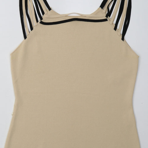 Roman Womens Beige  Viscose Basic Tank Size M Square Neck