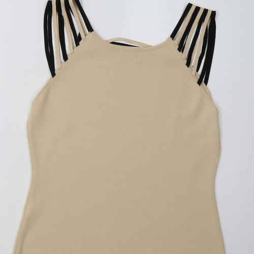 Roman Womens Beige  Viscose Basic Tank Size M Square Neck