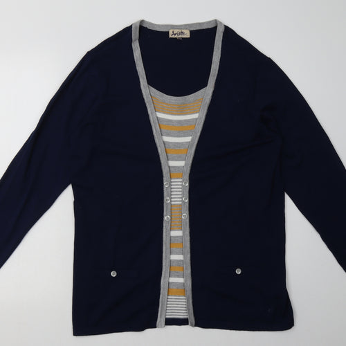 Arista Womens Blue Striped Viscose Pullover Sweatshirt Size 16  Pullover