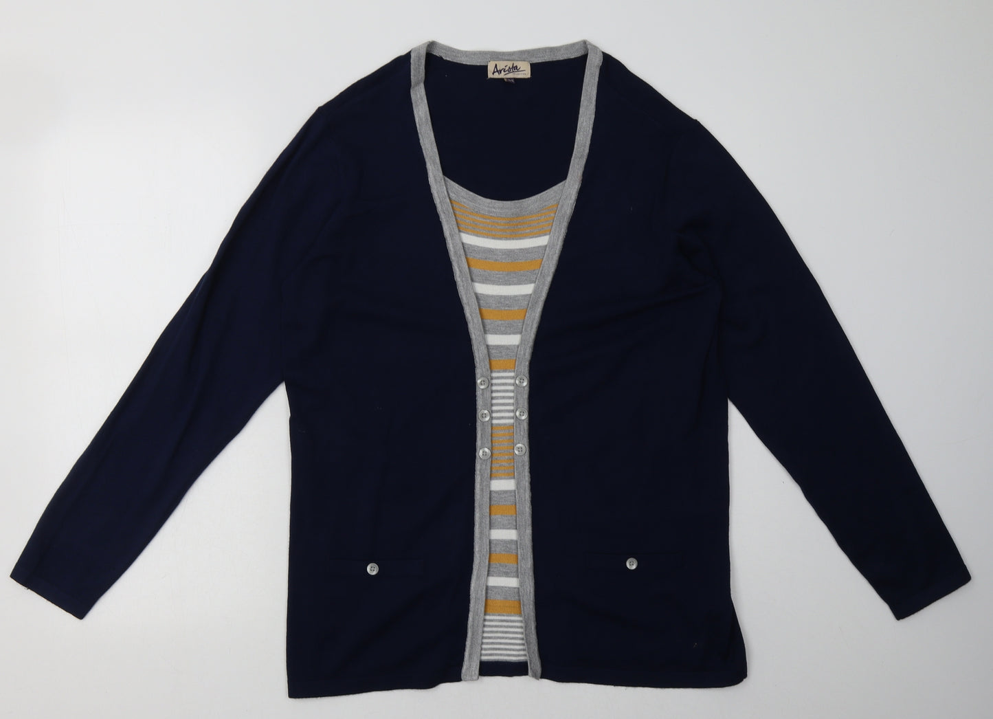 Arista Womens Blue Striped Viscose Pullover Sweatshirt Size 16  Pullover