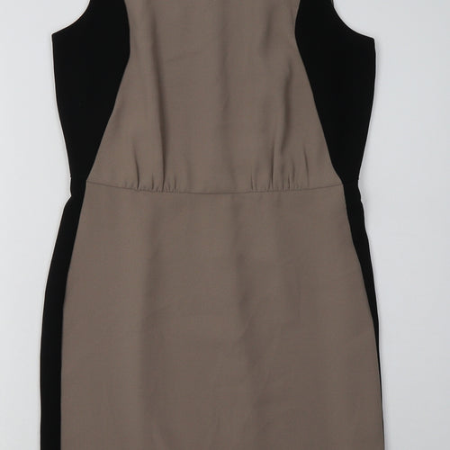 LOFT Womens Beige  Polyester A-Line  Size S  Crew Neck Zip