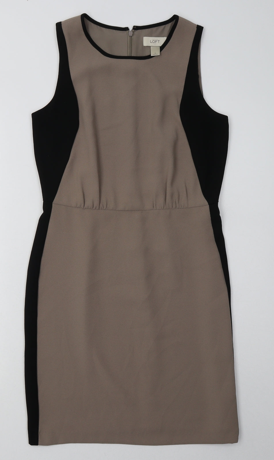 LOFT Womens Beige  Polyester A-Line  Size S  Crew Neck Zip