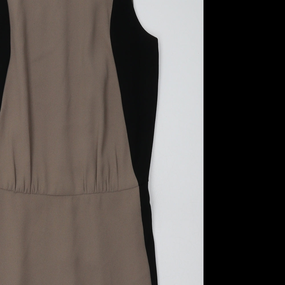 LOFT Womens Beige  Polyester A-Line  Size S  Crew Neck Zip