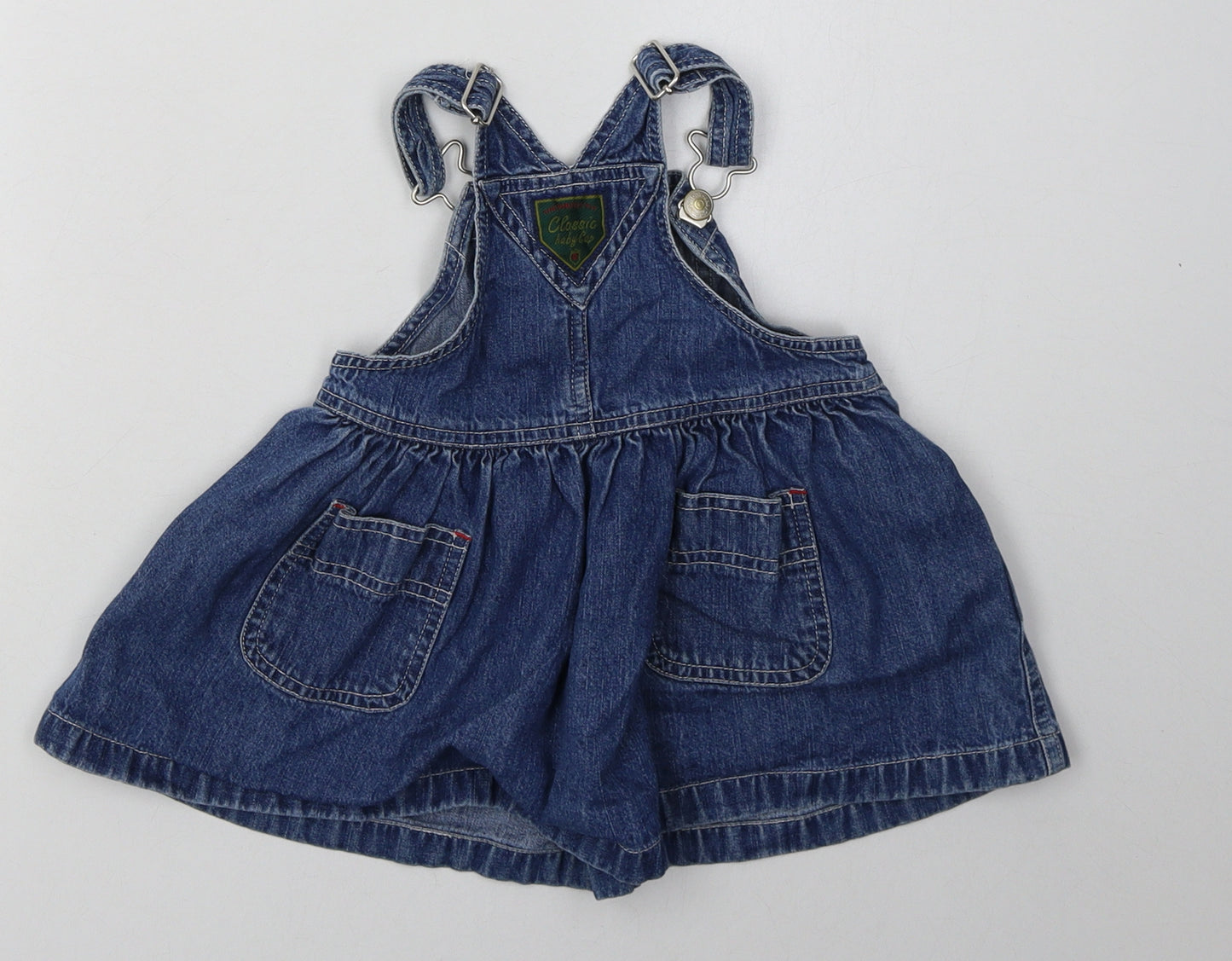 Gap Girls Blue  Cotton A-Line  Size 6-9 Months  Square Neck Buckle