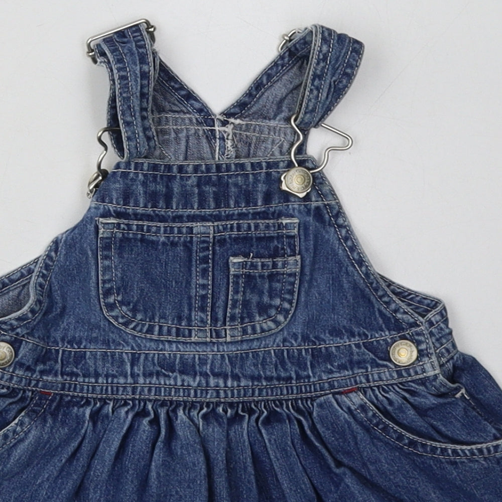 Gap Girls Blue  Cotton A-Line  Size 6-9 Months  Square Neck Buckle