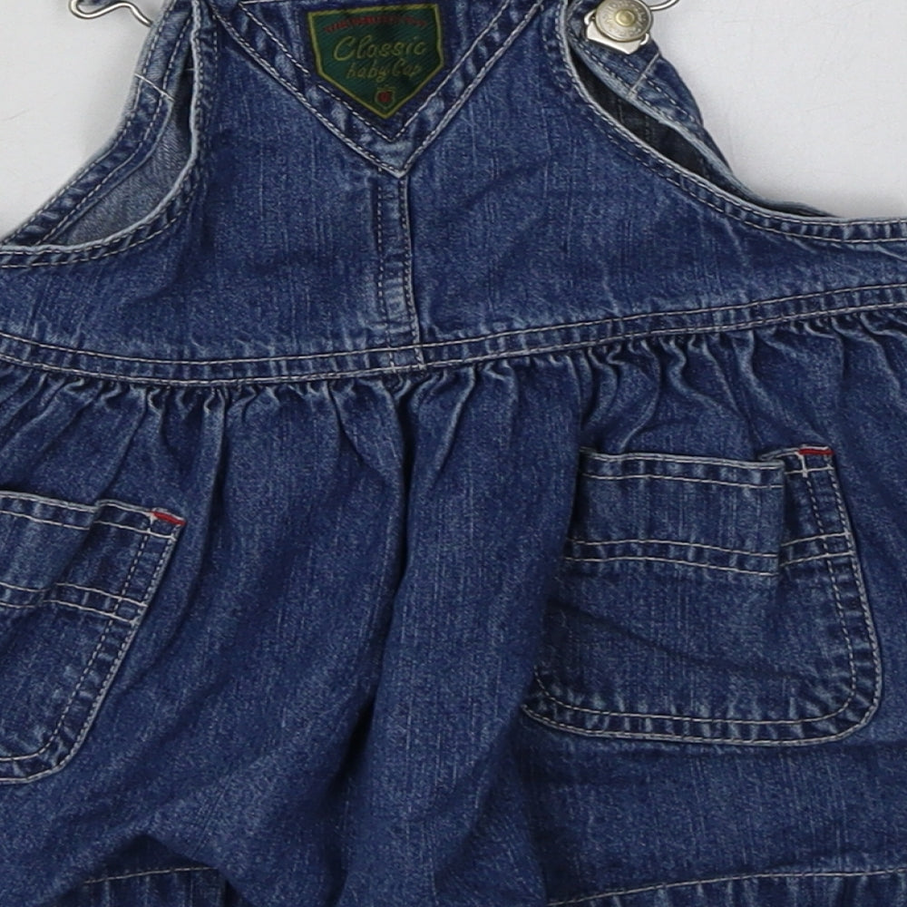 Gap Girls Blue  Cotton A-Line  Size 6-9 Months  Square Neck Buckle